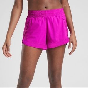 Athleta purple mesh racer run shorts 4” inseam